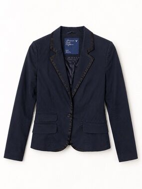 American Eagle Outfitters Navy Blazer with Satin Trim